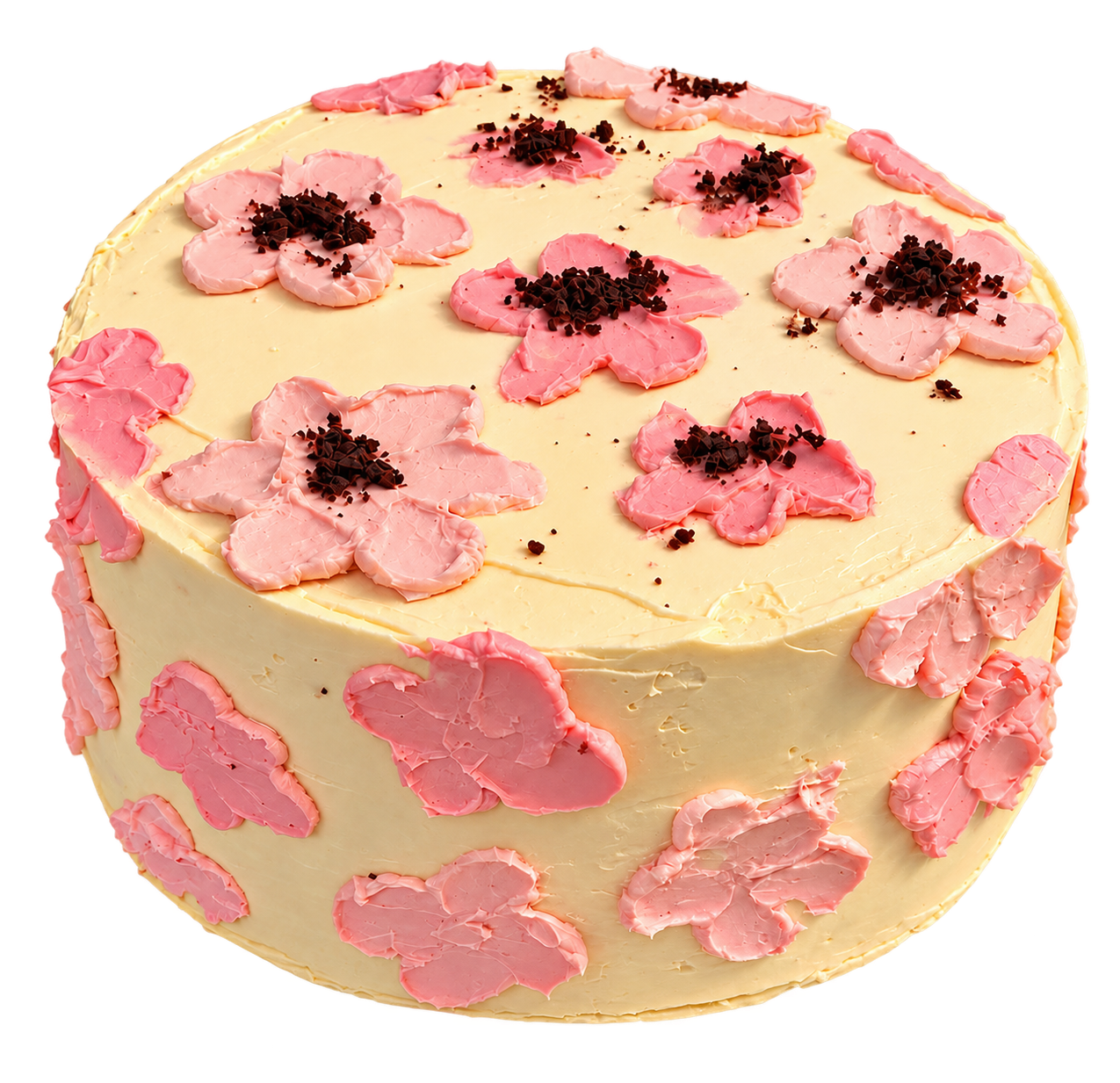 Pastel Snockies decorado con flores rosadas